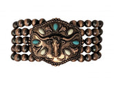 Brown Beaded Steer Head Bracelet